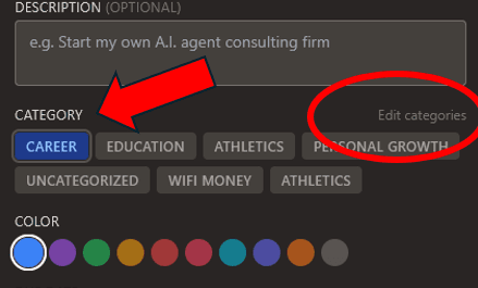 Category selection